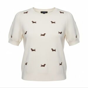 Viral Calligraphie Size Med Cream Dachshund Embroidered Sweater